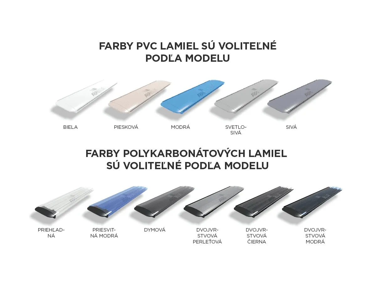 Katalógový výber PVC a polykarbonátových lamiel Abriblue