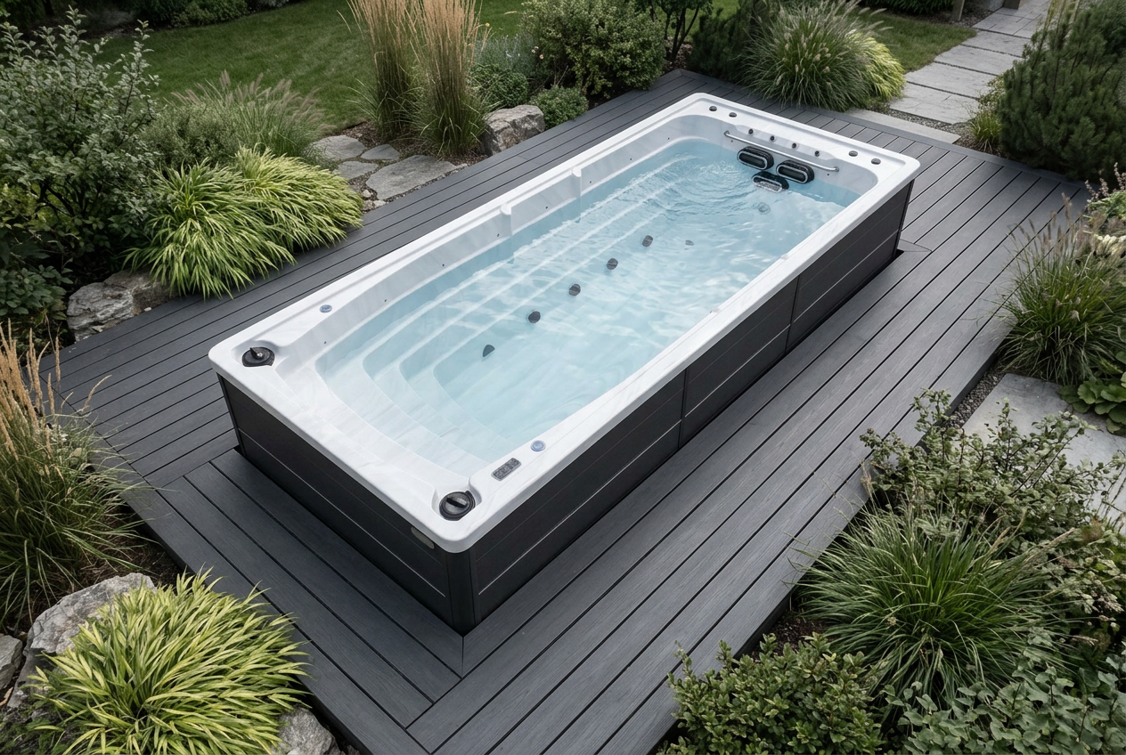 Vizualizácia Swim Spa SAGA POOL v záhrade od HANSCRAFT